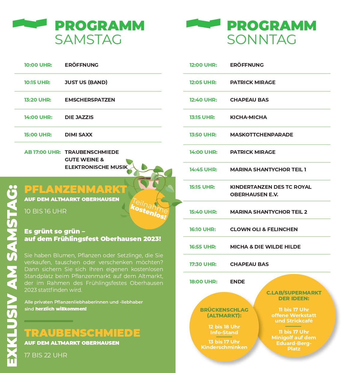 Das Programm für das Frühlingsfest in der City