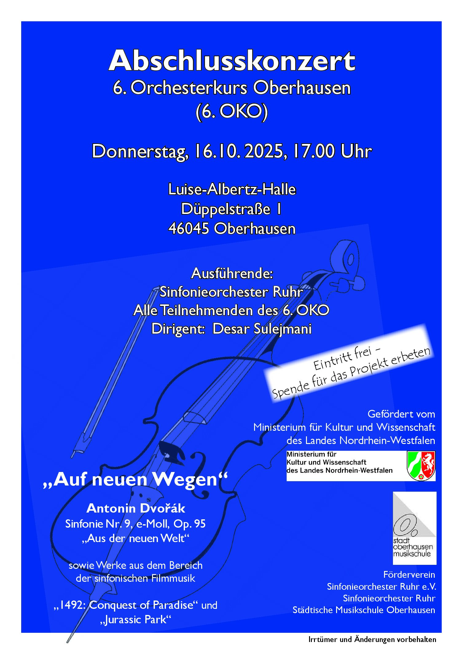 Orchesterkurs Oberhausen: Abschlusskonzert in der Luise-Albertz-Halle